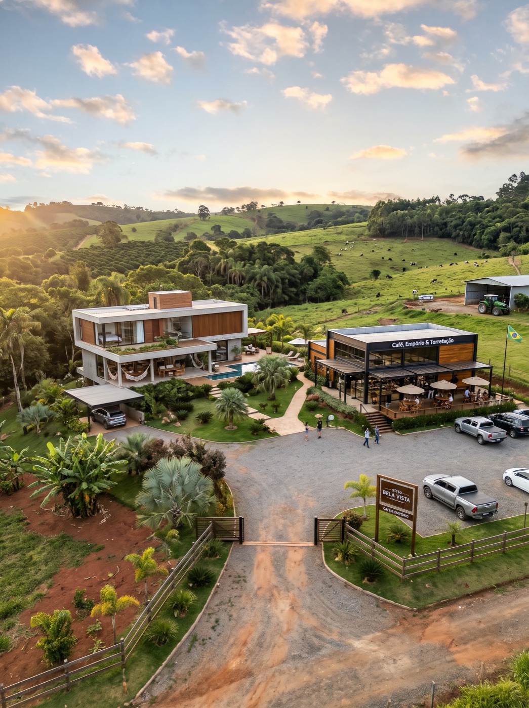 Propriedade rural com casa, café e empório